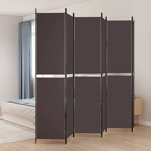 vidaXL Параван за стая, 6 панела, кафяв, 300x220 см, плат