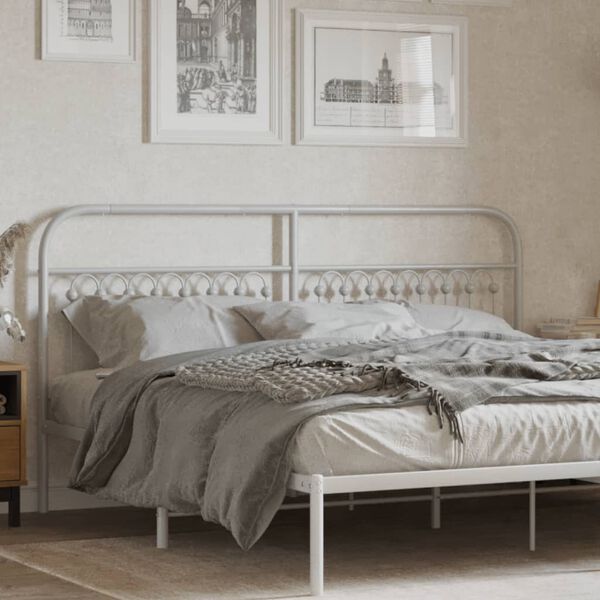 vidaXL Метална табла за глава, бяла, 180 см