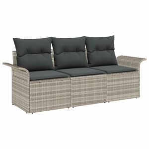 vidaXL Комплект дивани с възглавница 3 pcs Сив полиратан