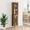 vidaXL Висок шкаф 2 pcs Старо дърво Стъкло