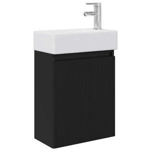 vidaXL Мивка за баня със смесител Черно 45,5 x 22,5 x 84 см