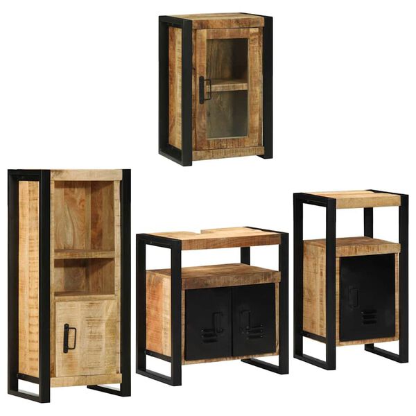 vidaXL Комплект мебели за баня 4 pcs Кафяво Солидно мангово дърво