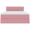 vidaXL Легло с място за съхранение и LED Розово 140 x 190 cm Кадифе