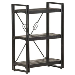 vidaXL Библиотека с 3 рафта, черна, 60x30x80 см, манго масив