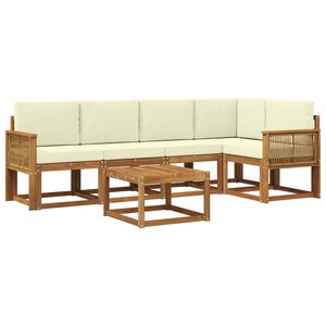vidaXL Комплект дивани за открито 6 pcs Натурален и Крема