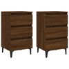 vidaXL Нощни шкафчета с метални крака, 2 бр, кафяв дъб, 40x35x69 см