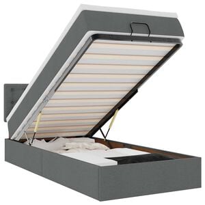 vidaXL Османска легло с матрак и LED, тъмносиво, 80x200 см, плат