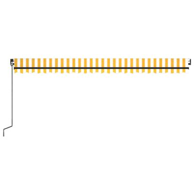 vidaXL Ръчно прибиращ се сенник с LED, 500x350 см, жълто и бяло