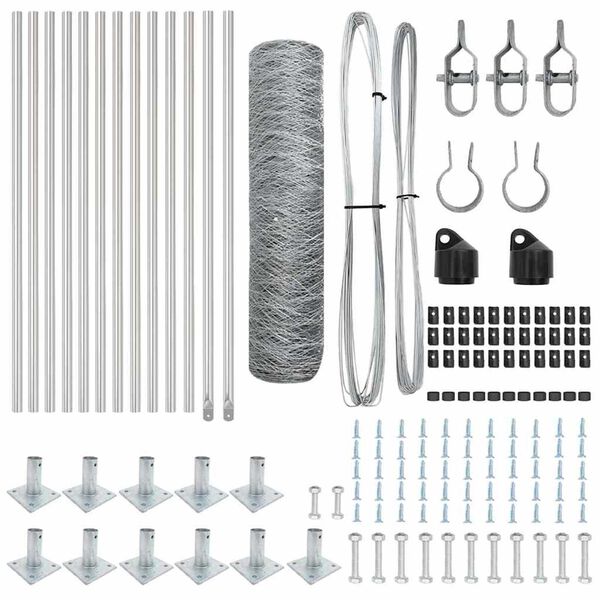 vidaXL Стълб за ограда. Сребрист 25 x 0,6 м (36 мм мрежа) Стомана
