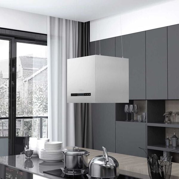 vidaXL Висящ аспиратор островен LCD сензор 37 см неръждаема стомана