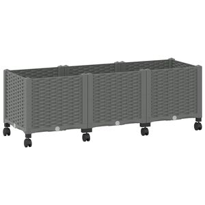 vidaXL Градинска саксия с колела Светлосиво 120 x 40 x 48 см ПП