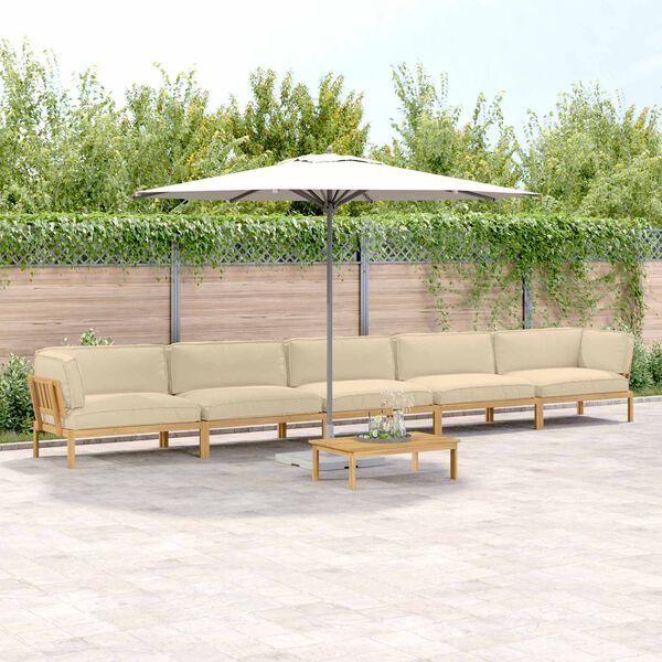 vidaXL Комплект дивани Едноцветен 6 pcs Бежово Солидно акациево дърво