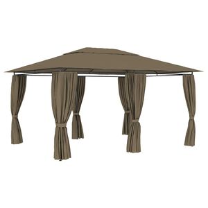 vidaXL Градинска шатра със завеси, 4x3 м, таупе, 180 г/м&sup2;