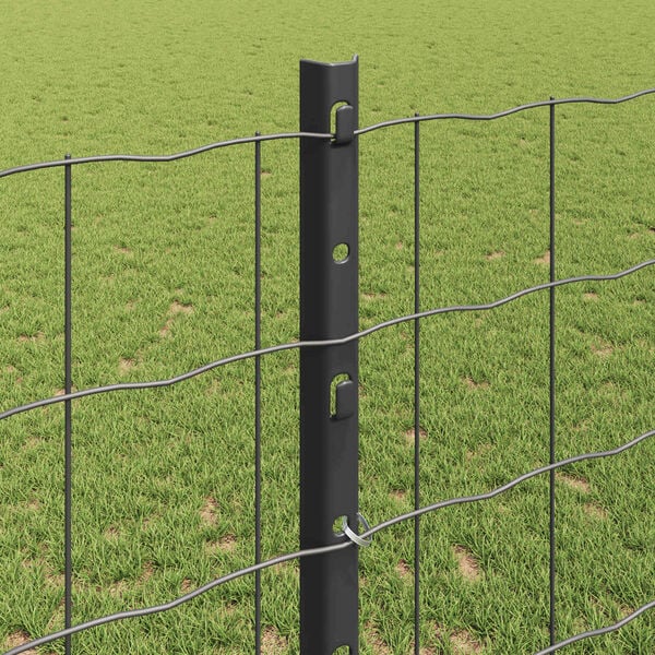 vidaXL Ограда и колче Сив 1,2 x 10 m Стомана