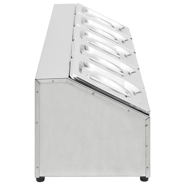 vidaXL Гастронорм контейнер държач с 5 GN съда 1/6 неръждаема стомана