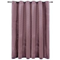 vidaXL Затъмняваща завеса с метални халки, кадифе, розова, 290x245 см