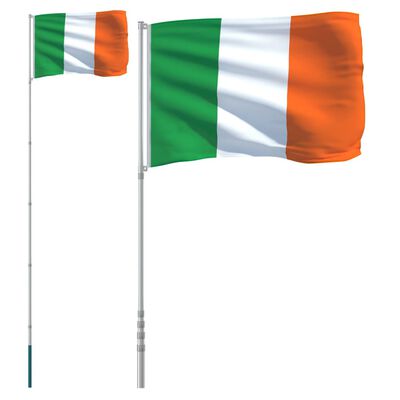 vidaXL Флаг на Ирландия и стълб 5,55 м алуминий