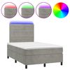 vidaXL Боксспринг легло с матрак и LED, светлосиво, 120x190 см, кадифе