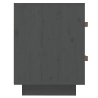 vidaXL Нощно шкафче, сиво, 40x34x45 см, борово дърво масив