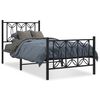 vidaXL Метална рамка за легло с горна и долна табла, черна, 90x200 см