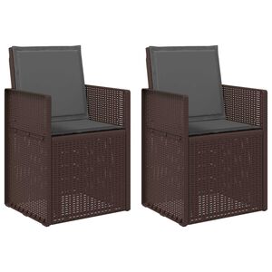 vidaXL Градински Dining Столове 2 pcs Кафяво и антрацит ПП