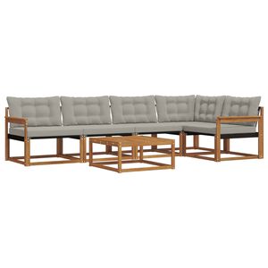 vidaXL Комплект дивани за открито 6 pcs Естествено и светло сиво