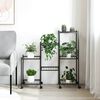 vidaXL Стойка за цветя на колела 83x25x83,5 см черна желязо