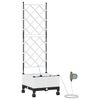 vidaXL Градинска саксия с напояване и колела Бяло 40 x 40 x 132 см ПП