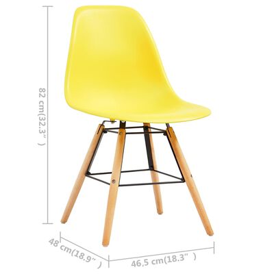 vidaXL Трапезни столове, 2 бр, жълти, пластмаса