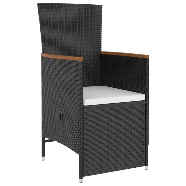 vidaXL Градински трапезен комплект 5 части възглавници полиратан черен