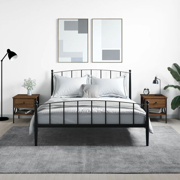 vidaXL Нощни масички, 2 бр, кафяв дъб, 40x42x45 см, инженерно дърво