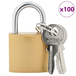 vidaXL U Lock с ключове 100 pcs Месинг Желязо