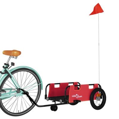 vidaXL Ремарке за колело, червено, Оксфорд плат и желязо
