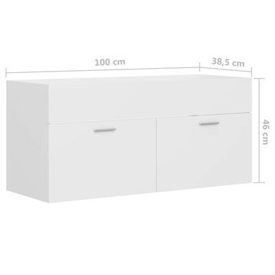 vidaXL Долен шкаф за мивка, бял, 100x38,5x46 см, ПДЧ