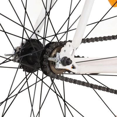 vidaXL Велосипед с фиксирана предавка, бяло и оранжево, 700c, 55 см
