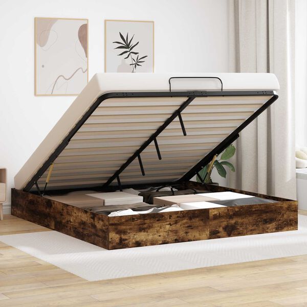 vidaXL Отоманско легло със съхранение Димян дъб 193 x 120 x 25 см ПДЧ