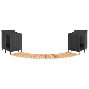 vidaXL Ограждение за джакузи, черно, полиратан и масивна акация