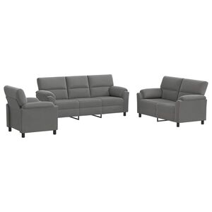 vidaXL Комплект дивани 3 pcs Тъмносиво Кадифе