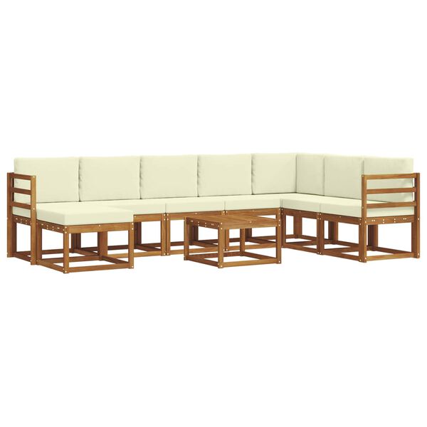 vidaXL Комплект дивани за открито 9 pcs Натурален и Крема