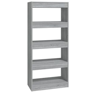 vidaXL Библиотека/разделител сив сонома 60x30x135 см инженерно дърво