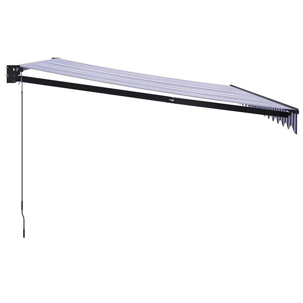 vidaXL Прибираща се тента синьо и бяло 4x3 м плат и алуминий