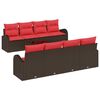 vidaXL Комплект дивани с възглавница 9 pcs Бежов и Червен полиратан