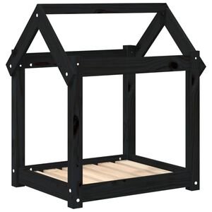 vidaXL Кучешко легло, черно, 61x50x70 см, борова дървесина масив
