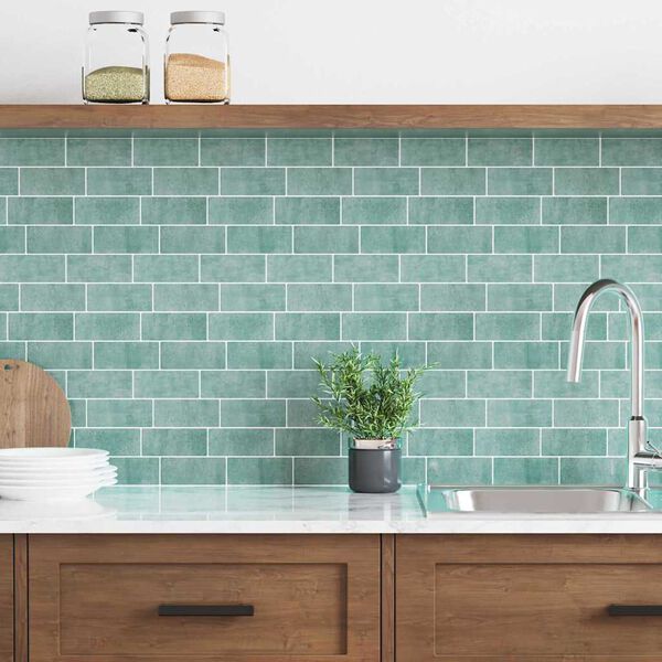 vidaXL Плочка метро 20 pcs Сивозелен 29.4 x 21.4 см Полиуретан и PET