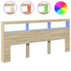 vidaXL Табла шкаф с LED, сонома дъб, 220x17x102 см