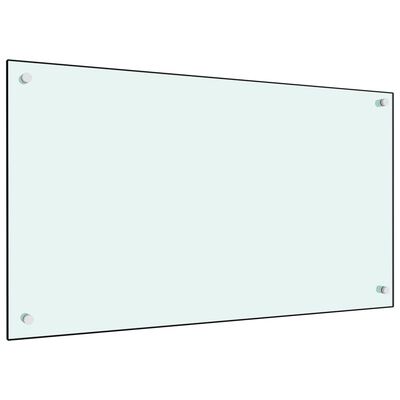 vidaXL Кухненски гръб, бял, 90x50 см, закалено стъкло