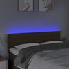 vidaXL LED горна табла за легло, тъмнокафява, 144x5x78/88 см, плат