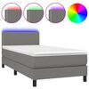 vidaXL Боксспринг легло с матрак и LED, тъмносиво, 100x200 см, плат