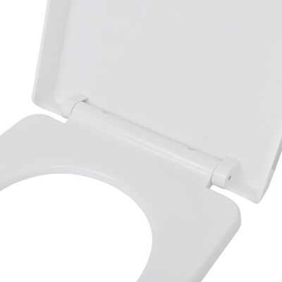vidaXL Тоалетна седалка, плавно затваряне, бяла, квадратен дизайн