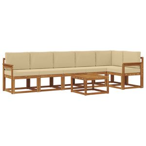 vidaXL Комплект дивани за открито 7 pcs Натурален и Бежов